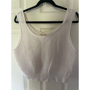 Women's Skies Are Blue White Crochet Knit Tank Top Size L